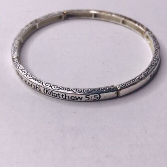 Bundle Sale 3 for $15 | Stackable Religious Stretch Bracelet Matthew 5:5 - Picture 1 of 11